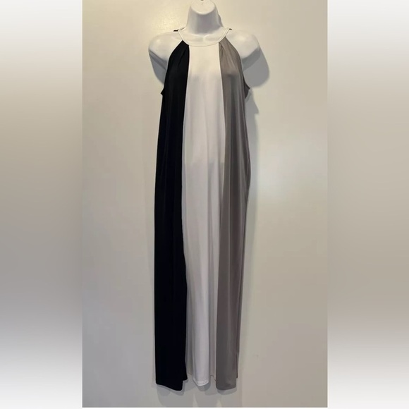 DKNY Donna Karan Multi Striped Halter Maxi Dress Womens Size XXS (1568) - Picture 1 of 5